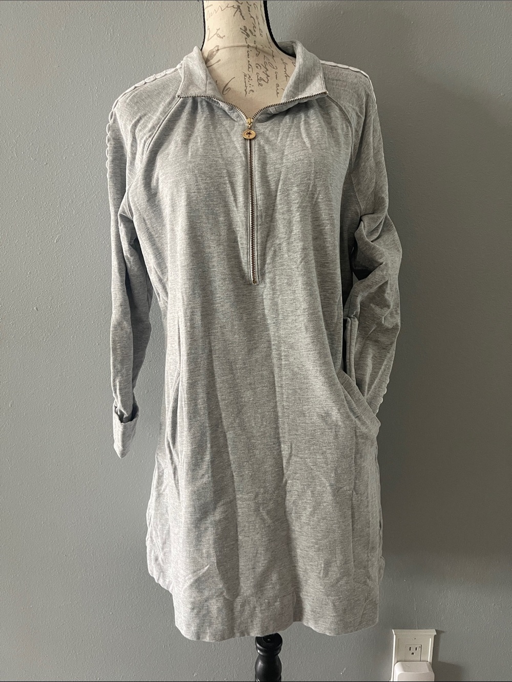 Lilly Pulitzer Light Gray Long Sleeve Half-Zip Dress
